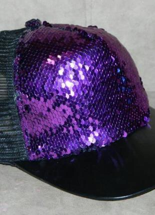 Женская блестящая кепка под хвост glitter серебряная5 фото