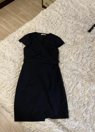 Платье-халат черное классическое элегантное нарядное стильное модное классное черное