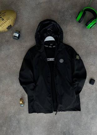 Куртка ветровка мастерка мужская stone island черная / курточка вітровка чоловіча стон айленд чорна