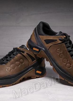 Кроссовки мужские кожаные ecco trekking force olive