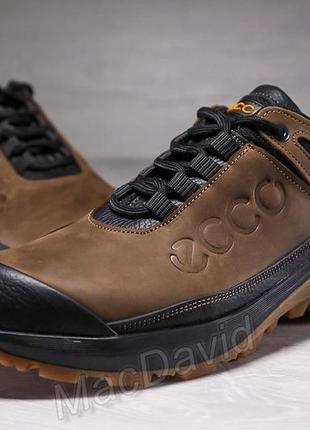 Кроссовки мужские кожаные ecco trekking force olive9 фото