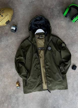 Куртка ветровка мастерка мужская stone island хаки / курточка ветровка мужская стон айленд хаки