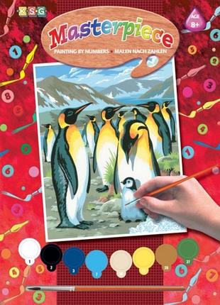 Картина по номерам для детей пингвины, детские картины по номерам, картины по номерам для детей