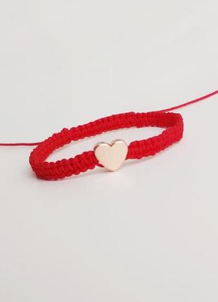 Детский плетеный браслет-оберег (красная нитка) ′pinkheart′
