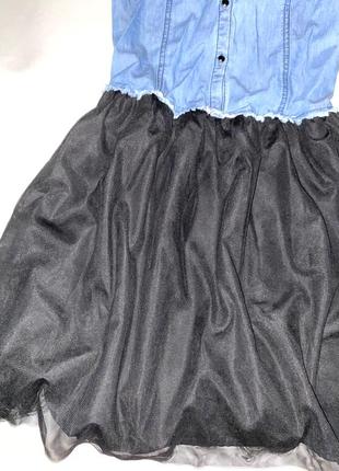 Стильное платье, сочетание джинса и фатина. размер: 158, подойдет и на высшую девушку, до 164 точно 16 бренд: ovs4 фото