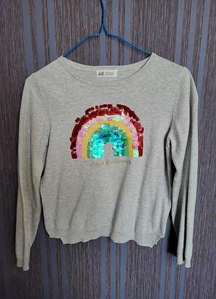 Светр тоненький котоновий джемпер на дівчинку н&m, 134-140 см.