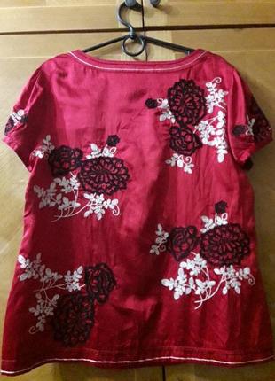 Брендовая шелк + хлопковая блуза с вышивкой в этно стиле р.16 от monsoon2 фото