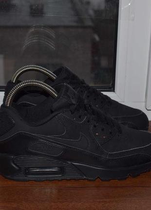 Nike air max 90 black женские кожаные кроссовки найк