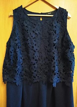 Шикарное платье синего цвета комбинированное кружевом. размер 243 фото
