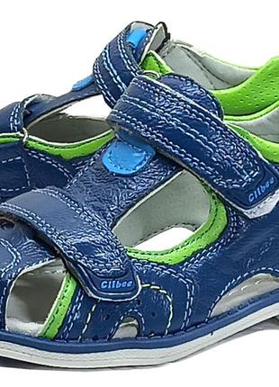 Закрытые ортопедические кожаные босоножки сандалии летняя обувь для мальчика 189 clibee клиби р.26