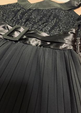 Платье сукня сарафан шифон юбка в мелкое плиссе топ в паетки атласный пояс, 8 (3089)6 фото