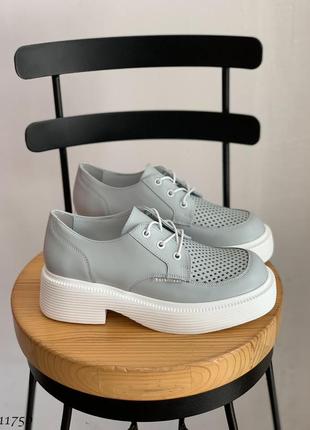 Лоферы на шнуровке = barbilioni = женские grey натур. кожа 11750