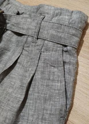 Льняные брюки с поясом7 фото