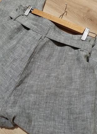 Льняные брюки с поясом8 фото