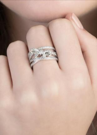 Серебрянное кольцо сияние пандора pandora серебро 925 колечко бантик4 фото