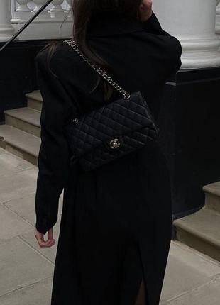 Сумка сумочка chanel шанель чорна через плече ланцюг мода багет шкіра кожа тренд мода цепь