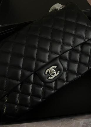 Сумка сумочка chanel шанель черная через плечо цепь мода багет кожа кожа кожажа тренд мода цепь4 фото