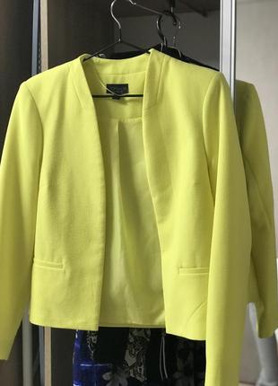 Жакет кардиган пиджак лимонный 46