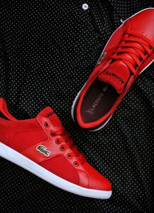 Мужские кеды: lacoste red and black5 фото