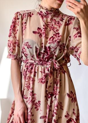 Шифонова сукня в квіточки міді8 фото