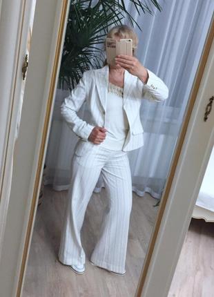 Костюм в полоску с брюками палаццо monton эстония eur 38 s/m оригинал бренд белый2 фото