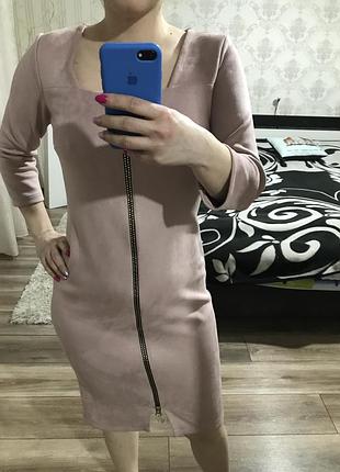 Сукня рожева під велюр або замш