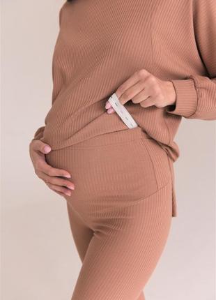👑vip👑 костюм для беременных и кормящих матусь трикотаж в рубчик туника и лосины6 фото
