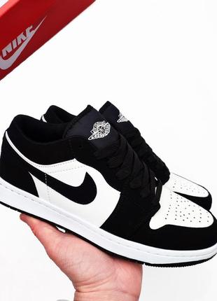 Кросівки nike air jordan 1 low black/white чорні з білим🔥кеди, післяплата