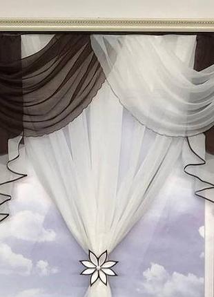 Короткий тюль в дитячу зал спальню кухню кімнату з шифону, фіранки для спальні кухні залу