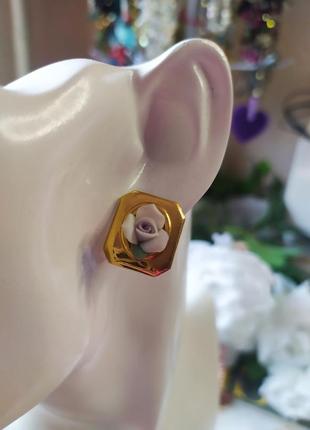 Vintage квіткові золотисті сережки пусети