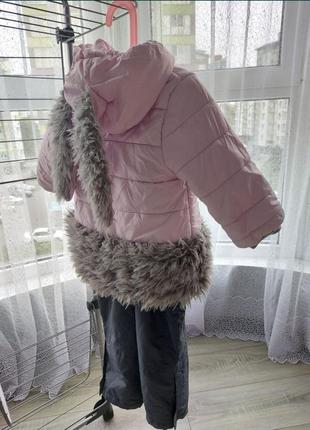 Весенняя куртка на девочку курточка на флисе утепленная с меховыми ушками зайки деми демисезонная штаны полукомбинезон в подарок девчачяя3 фото