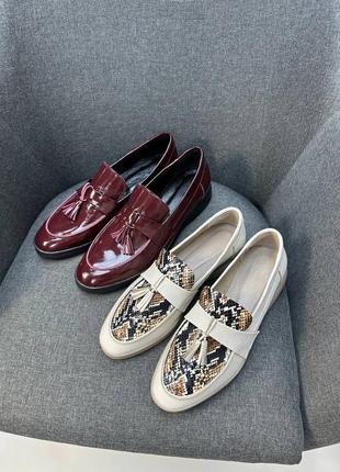 Лакові бордові лофери балетки багато кольорів