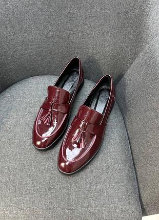 Лакові бордові лофери балетки багато кольорів