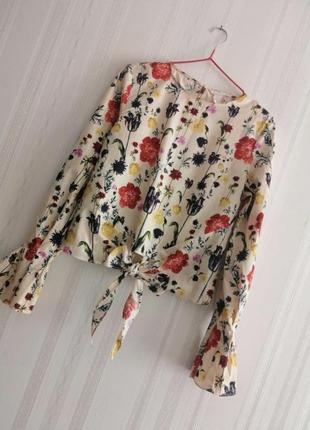Цветочная блуза / рубашка с рукавами «клеш»1 фото