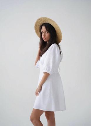 Льняное платье с открытой спинкой6 фото