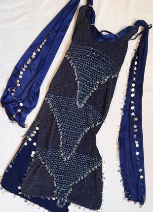 Платье нарядное карнавальное восточное парча стеклярус пайетки размер s-m2 фото