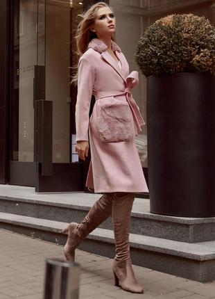 Стильное розовое пальто3 фото