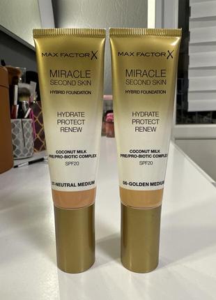 Набір лот тон тональний крем max factor miracle second skin spf20 spf 20 07 neutral medium 06 golden medium1 фото