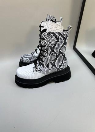 Ексклюзивні черевики з італійської шкіри білі + рептилія