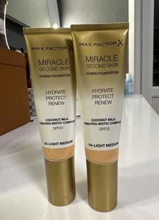 Тональний крем тон оригінал max factor 04 light medium miracle second skin spf20 spf 20