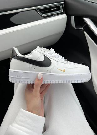 Кроссовки кроссы найк эр форс air force 1 white black gold