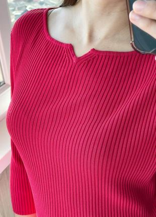 Малиновий лонгслів в рубчик 1+1=3 8