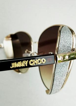 Jimmy choo очки женские солнцезащитные коричневые7 фото