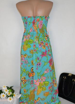Яркое шифоновое нарядное летнее макси платье mia&mia италия принт цветы этикетка2 фото