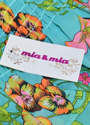 Яркое шифоновое нарядное летнее макси платье mia&mia италия принт цветы этикетка3 фото