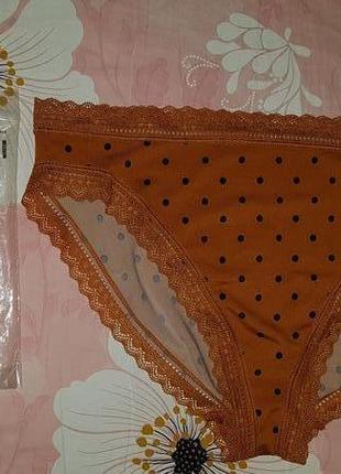 Трусы, трусики marks&spencer high legs&lace 14/42 микрофибра/кружево