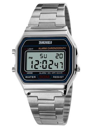 Спортивные мужские часы skmei 1123si silver водостойкие наручные кварцевые