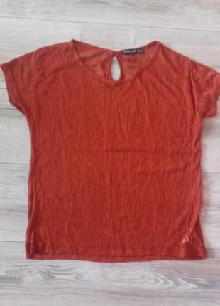 Красива теракотова футболка топ з цікавої текстурної тканини