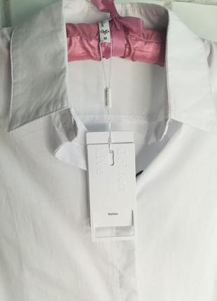 Белая рубашка с вышивкой фламинго. италия.размер м (46)5 фото