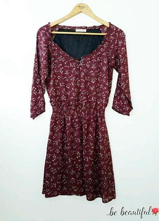 Бордове плаття з квітковим принтом від bershka s